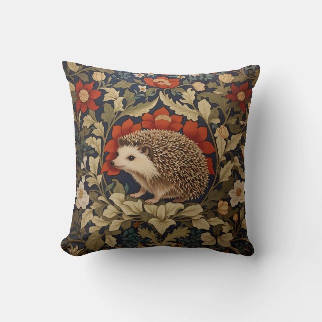 Coussin Hérisson Woodland William Morris Inspiré (Recto)