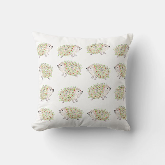 Coussin Hérissons avec du houx dessus (Recto)