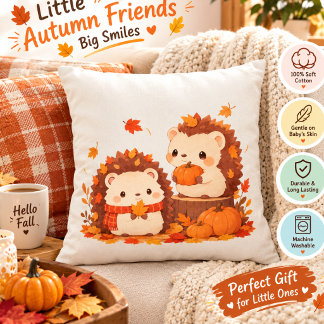Coussin Hérissons mignons d'automne – Animaux mignons de l