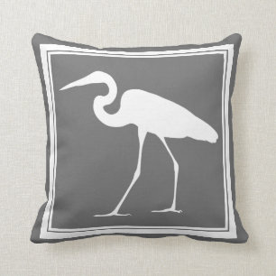 Coussin Héron blanc côtier du sud et gris