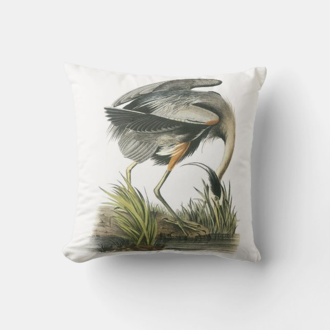 Coussin Héron de grand bleu par Audubon (Recto)