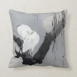Coussin Hérons de Watanabe Seitei dans un arbre la nuit