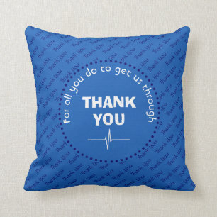 Coussin Héros de la santé du MERCI personnalisé MID BLUE