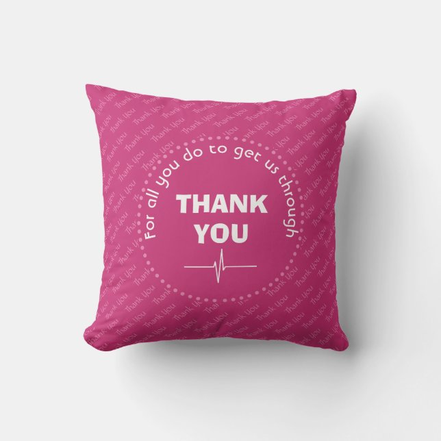 Coussin Héros de la santé du MERCI personnalisé ROSE (Recto)