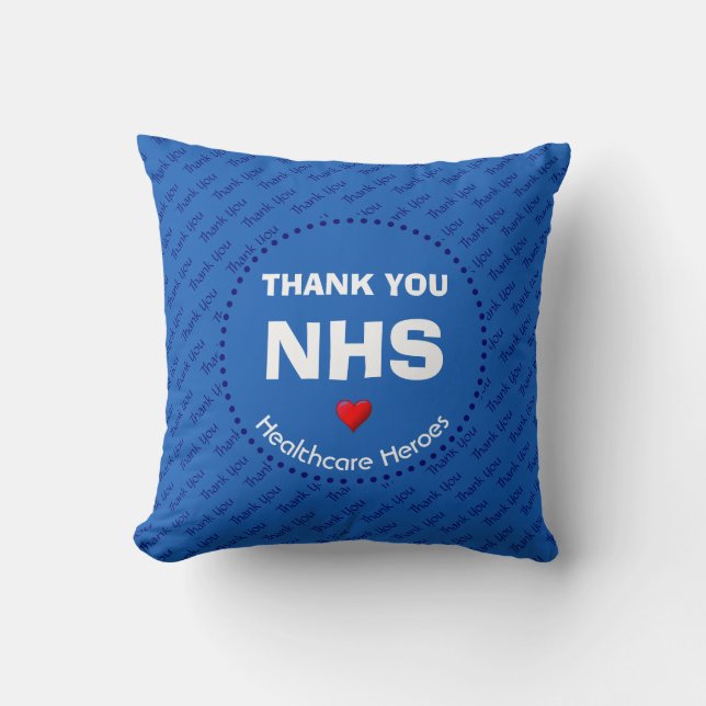 Coussin Héros de la santé Merci NHS PERSONNALISABLE (Recto)