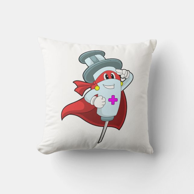Coussin Héros en infirmière avec seringue (Recto)
