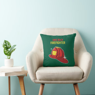 Coussin Héros Pompiers Dessin Animé Casque Rouge Appréciat