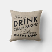 Coussin Heure de boire la toile de jute de Champagne et le (Verso)