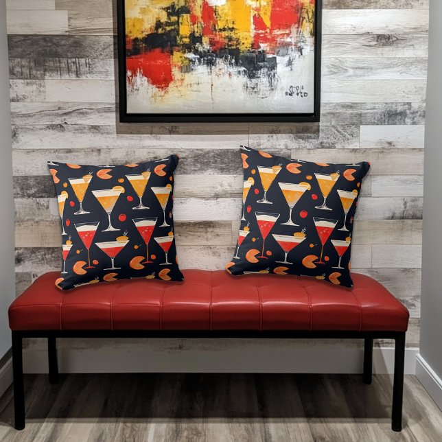 Coussin Heure de cocktail vintage (fun pillows for home bar or man cave!)