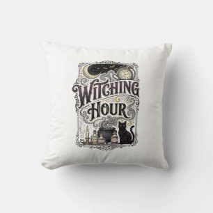 Coussin Heure de sorcière Gravure vintage Dessin de sorciè