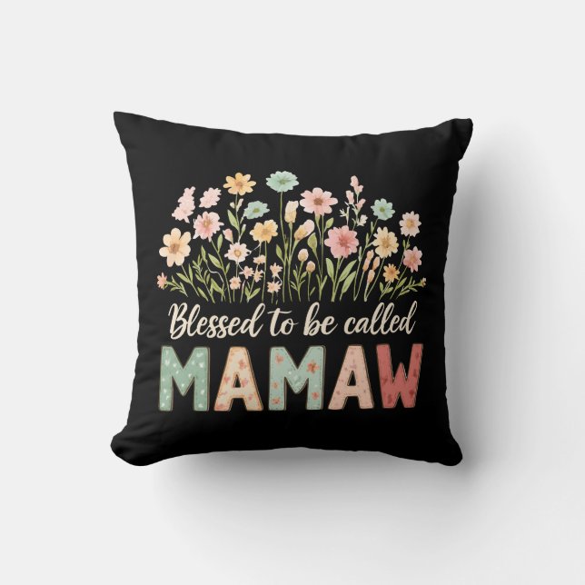 Coussin Heureuse d'être appelée Mamaw (Recto)