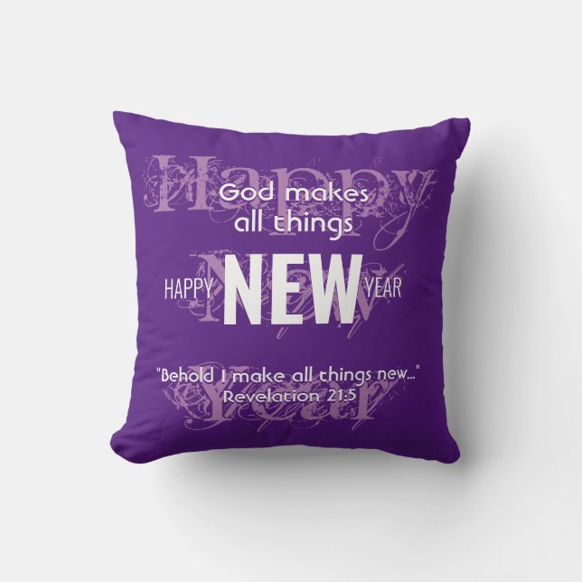 Coussin HEUREUSE NOUVELLE ANNÉE Écriture chrétienne Custom (Recto)