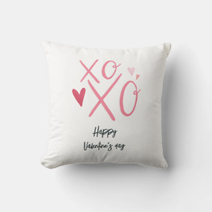 Coussin Heureuse Sainte-Valentin de coeur rose "XOXO"