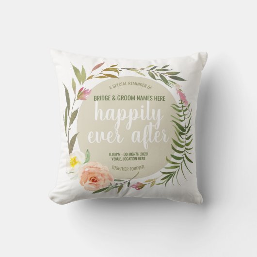 Coussin Heureux après - Mariage personnalisé Bouquet (Recto)