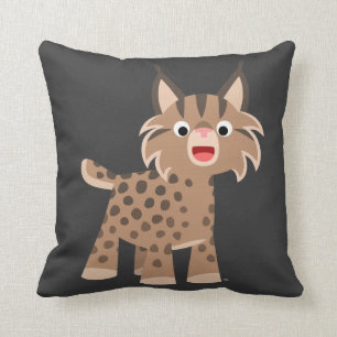 Coussin heureux de Lynx de bande dessinée mignonn