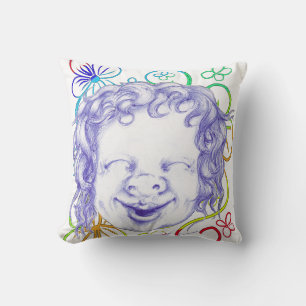 Coussin Heureux et riant de joie