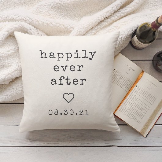 Coussin Heureux toujours après | Date de mariage personnal