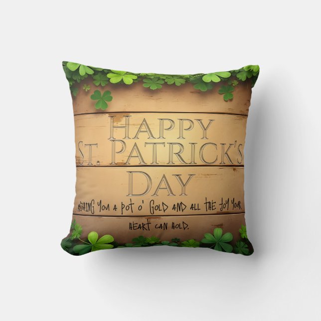 Coussin Heureux voeux de la Saint-Patrick 🍀 (Recto)