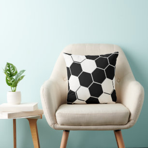 Coussin Hexagon géométrique élégant blanc et noir