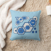 Coussin Hexagonal géométrique bleu moderne Abstrait (Couverture)
