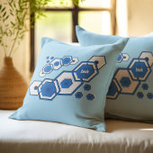 Coussin Hexagonal géométrique bleu moderne Abstrait
