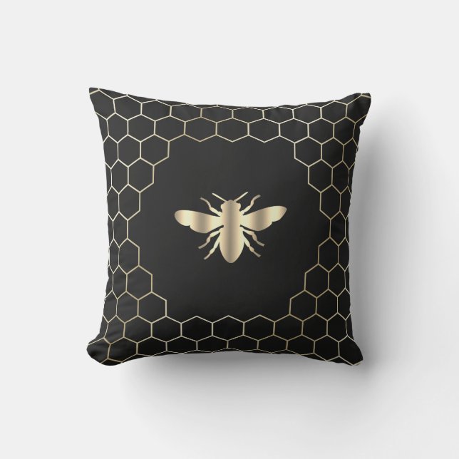 Coussin hexagone abeille nid d'abeille (Recto)