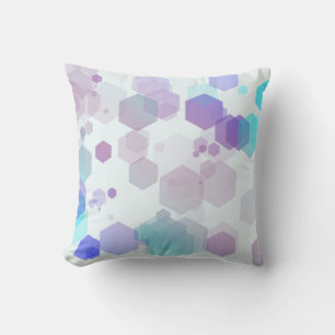 Coussin Hexagone Abstrait Bleu-Violet - Motif Géométrique