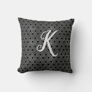 Coussin Hexagone de Parties scintillant noir et argent