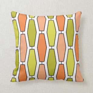 Coussin Hexagone ovale, orange et avocat de mod