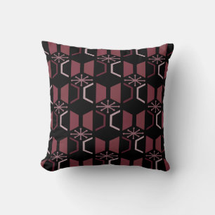 Coussin Hexagones de l'âge atomique Bourgogne noire