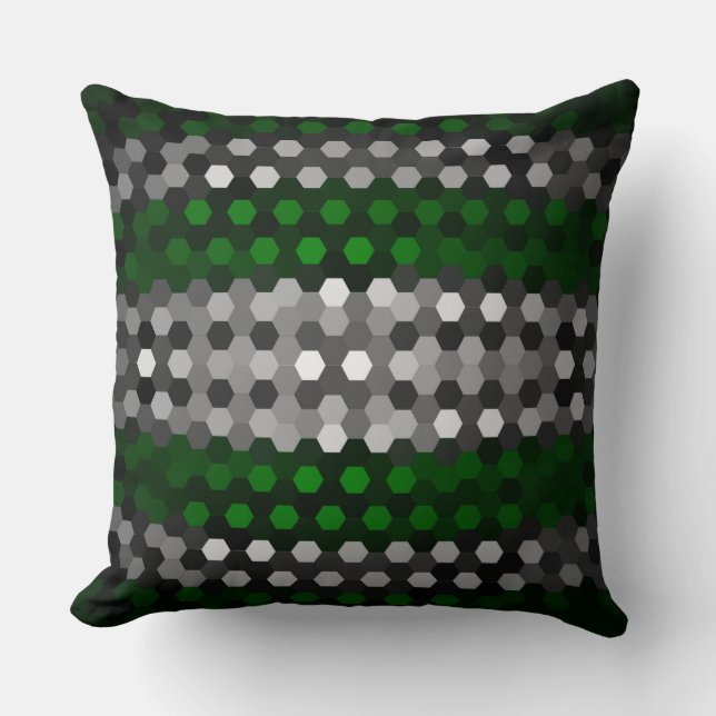 Coussin Hexagones verts et gris Motif (Recto)
