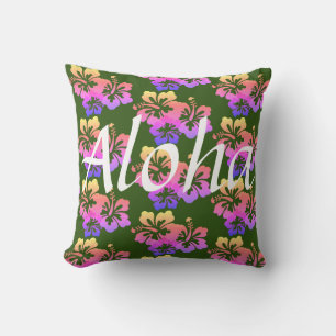 Coussin Hibiscus arc-en-ciel d'Aloha