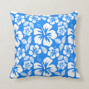 Coussin Hibiscus bleu bleu azur