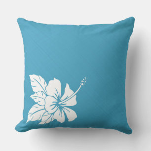 Coussin Hibiscus bleu turquoise
