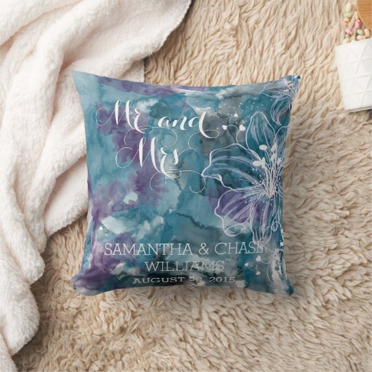 COUSSIN HIBISCUS EN COULEUR D'EAU BLEU (Couverture)