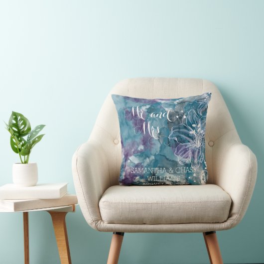 COUSSIN HIBISCUS EN COULEUR D'EAU BLEU (Chaise)