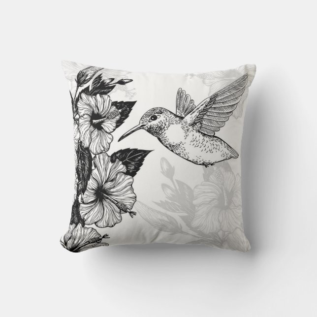 Coussin Hibiscus et colibri (Recto)