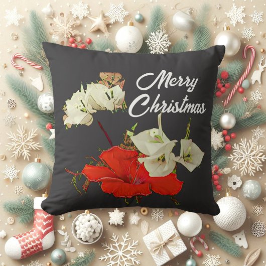 Coussin Hibiscus Joyeux Noël Floral Baby