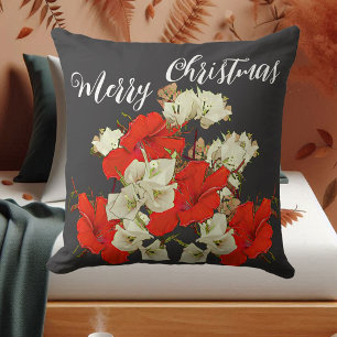 Coussin Hibiscus Joyeux Noël Floral Fleuris