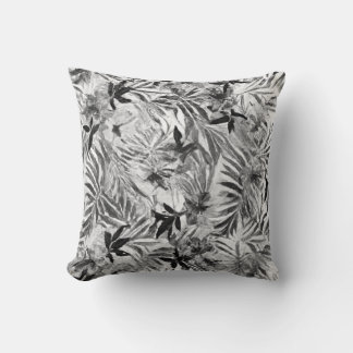 Coussin Hibiscus noir fleur hawaïenne Motif Tropical Th