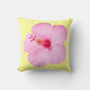 Coussin Hibiscus rose Fleur tropicale