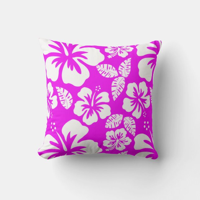 Coussin Hibiscus tropical de Fuchsia Hawaiian (Recto)