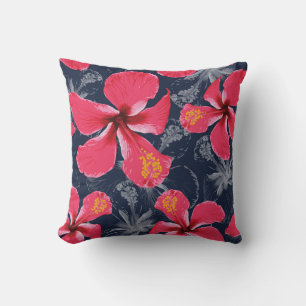 Coussin Hibiscus Tropical Fleurs été Design