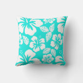 Coussin Hibiscus tropical turquoise (Verso)
