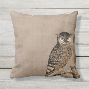 Coussin Hibou adorable sur la branche d'arbre