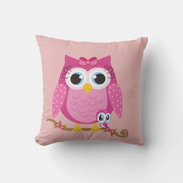 Coussin Hibou assez rose (Recto)