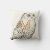 Coussin Hibou Blanc de la Neige Magnifique Monogramme Rose (Recto)