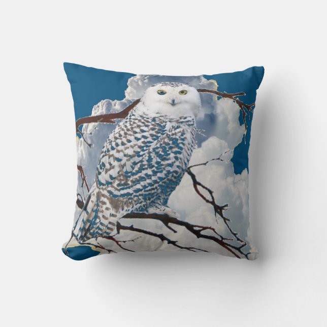 COUSSIN HIBOU BLEU DE MILOU DANS L'ART D'ARBRE (Recto)