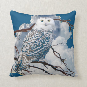 COUSSIN HIBOU BLEU DE MILOU DANS L'ART D'ARBRE