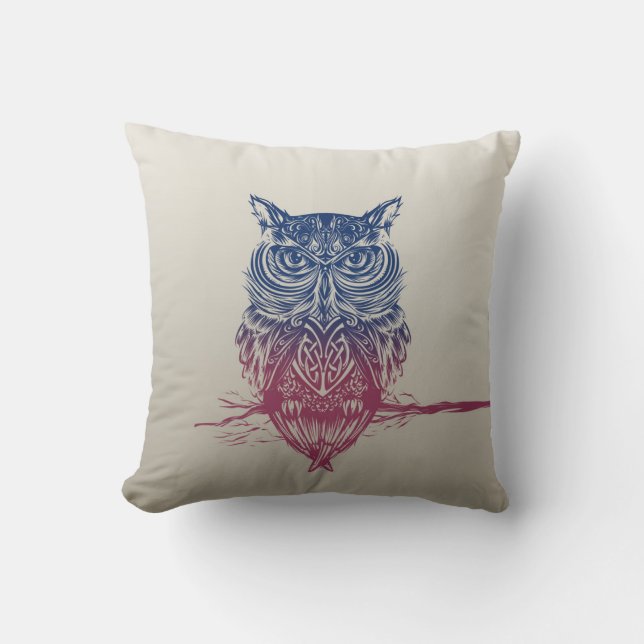 Coussin hibou celtique magique (Recto)